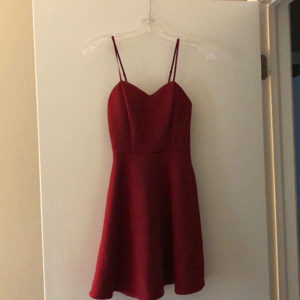Dark red strap OT short dress